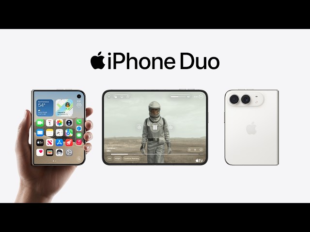 iPhone Duo: The largest display of any iPhone. Foldable. Posable. And durable.