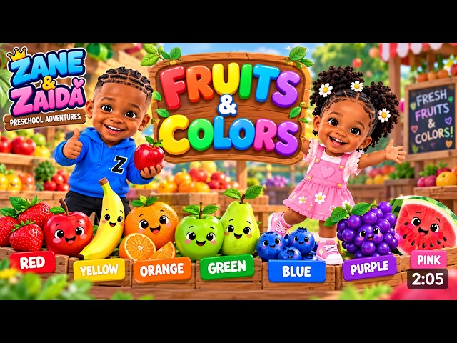 Learn Fruits & Colors for Kids 🍎🌈 | Fun Preschool Learning with Zane & Zaida