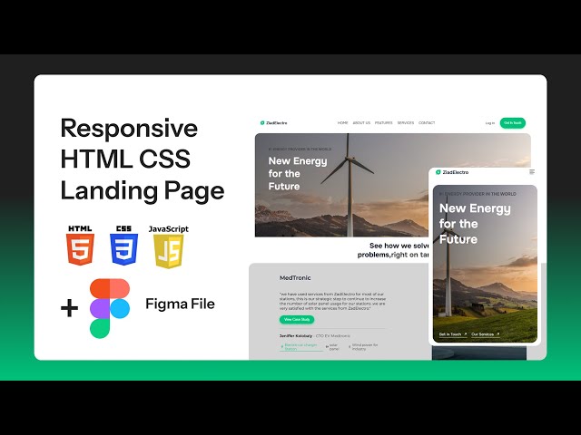 Ziad Electro HTML CSS JS landing Page - Full Tutorials