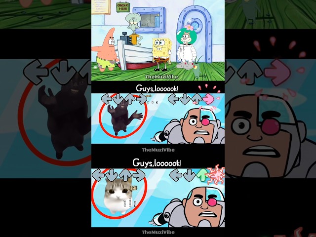 Who Is Next? Cyborg Look At Clapping Cat - Friday Night Funkin'⁠