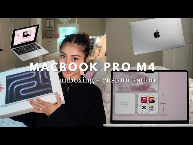 MacBook Pro M4 💻🎀 unboxing + aesthetic homescreen setup