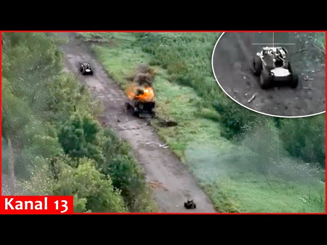 Ukrainian robot “Lyut” takes down Russian Forces with machine gun fire on frontline
