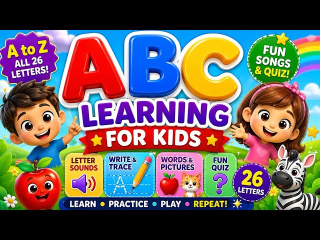 ABC Learning for Kids🔤 | Fun Learning Video for Toddlers | A to Z Alphabet for Babies & Toddlers