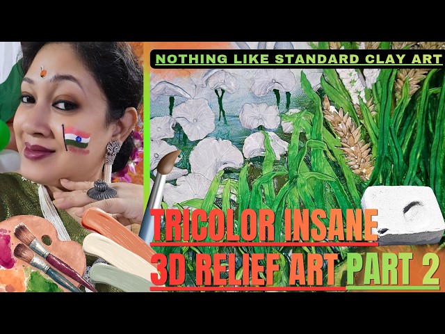 Use real Wheat crops to create Stunning 3D Wheat Fields|Part 2|Tricolour Mixed Media 3D relief art