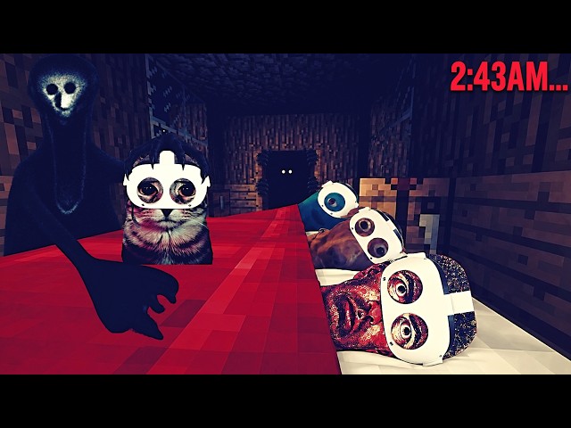 4 Idiots Have a Sleepover in VR Minecraft with Horror Mods