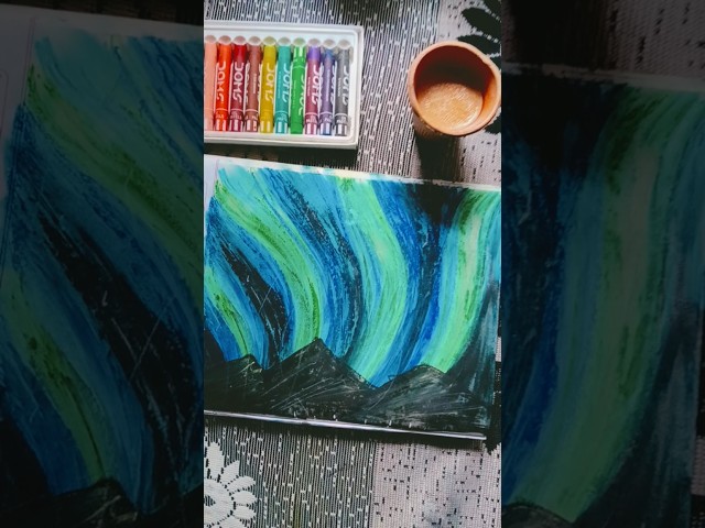 Easy Aurora Borealis with Oil Pastels | Step-by-Step ✨🫠