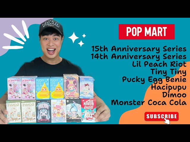POPMART 14th & 15th ANNIVERSARY, PUCKY, DIMOO, HACIPUPU, MONSTER COCA COLA, TINY TINY,LIL PEACH RIOT