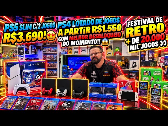 PS5 SLIM W/ 2 GAMES R$3,690! PS4 LOADED WITH GAMES STARTING AT R$1,550 WITH THE BEST MOD CHIP OUT...