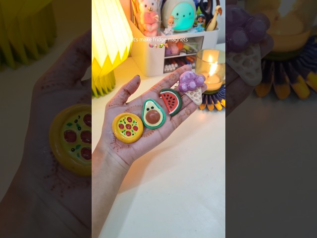 DIY fridge magnets 🍕🥑🍦🍉 #fridgemagnets #diy #craft #art #artandcraft