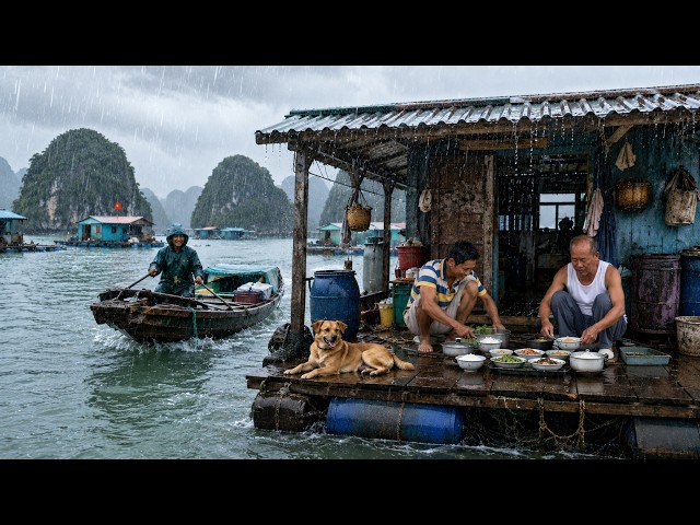 25 Years in a Tiny Floating Home | Life and Meals on Rainy Days in a World-Famous Fishing Village