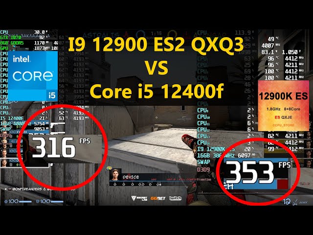 ACTUAL! i9 12900k ES 2 QXJE vs Intel Core I5 12400f QXQ3 qxlb