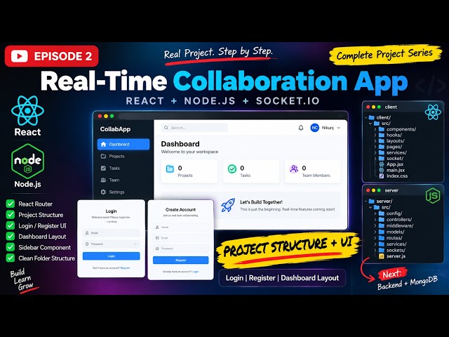 (Ep. 2) React Project Structure & UI Setup | Real-Time Collaboration App 🚀