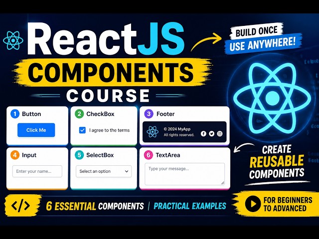 Build 6 Reusable React Components | Button , Input, CheckBox, TextArea ,Footer ,SelectBox