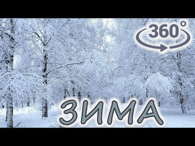 VIDEO 360° 4K for VR Box Google Cardboard.Russian nature.Snowfall. Winter fairy tale.