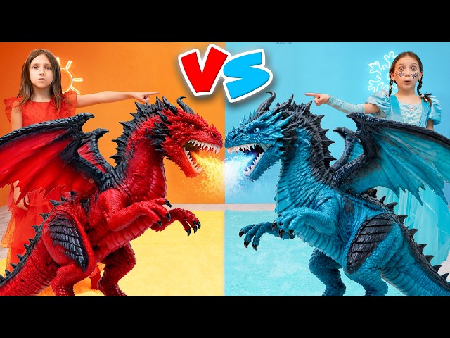 Red Dragon vs. Blue Dragon! The Magic Duel of the Fire Princess and the Ice Princess Begins!
