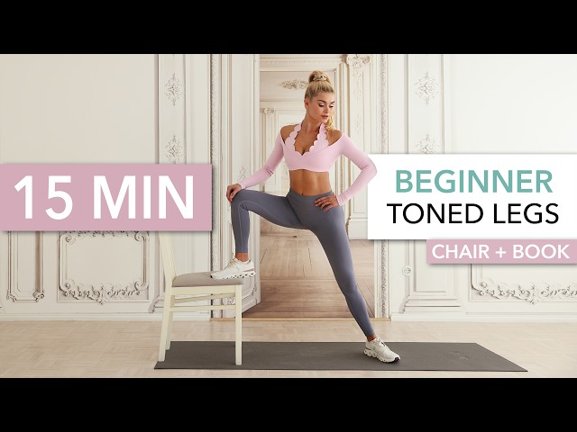 15 MIN TONED LEGS BEGINNER - Standing, focus: inner thigh, butt & calves I Chair + Book