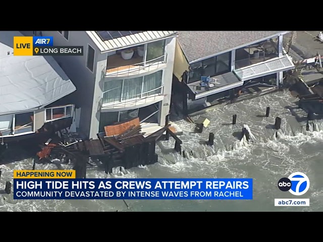 Aerial view shows extent of destruction for homes along Long Beach coast