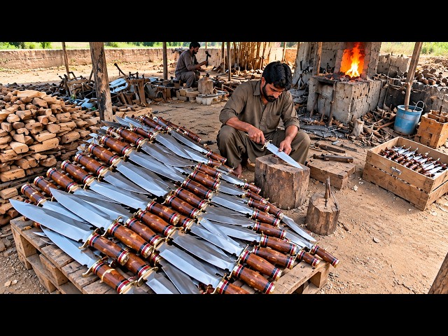 AMAZING FORGING TECHNIQUE of a Pakistani Man Making a MACHETE from a Bearing -  @TopWorks