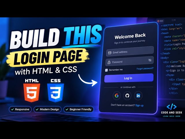 Build a Modern Login Page with HTML & CSS | Beginner Tutorial
