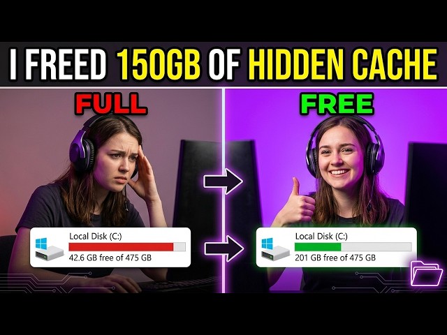 I Cleaned My ENTIRE PC's Hidden Cache — 42GB to 200GB+ Free (Full Guide)
