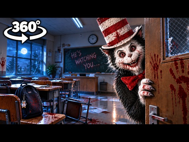 Кот в шляпе охотится на меня в школе! | 360° VR Хоррор 4K