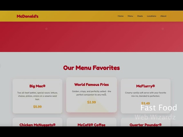 Web Wizardz - Fast Food (HTML, CSS, Javascript)(reupload)