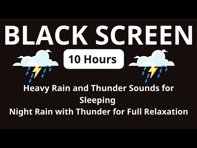 🔴 Heavy Rain and Thunder Sounds for Sleeping 🌩️ 12 Hours Relaxing Rainstorm Ambience 🌩️ Black Screen