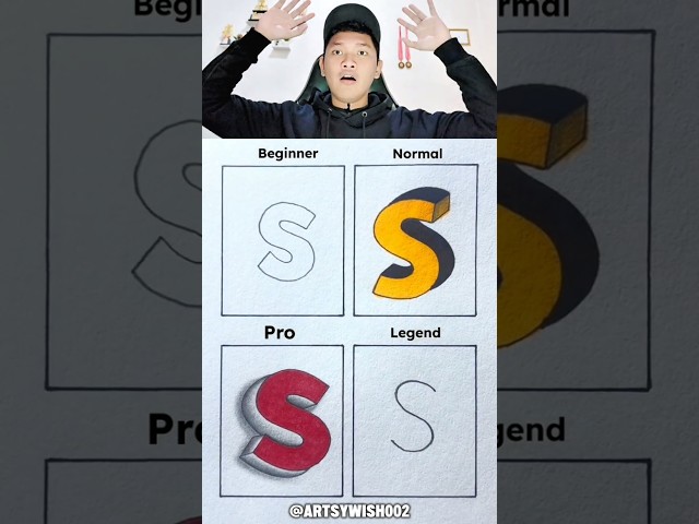 This Artist Draws the Letter S From Normal to PRO Level 😱 #shorts
