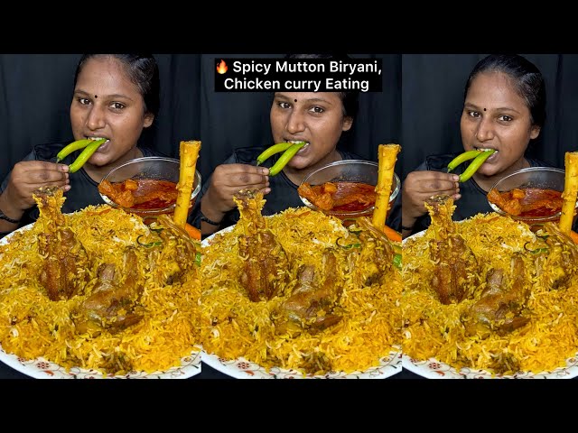 🔥 Spicy Mutton Biryani, Chicken Curry Eating Challenge | Video 34