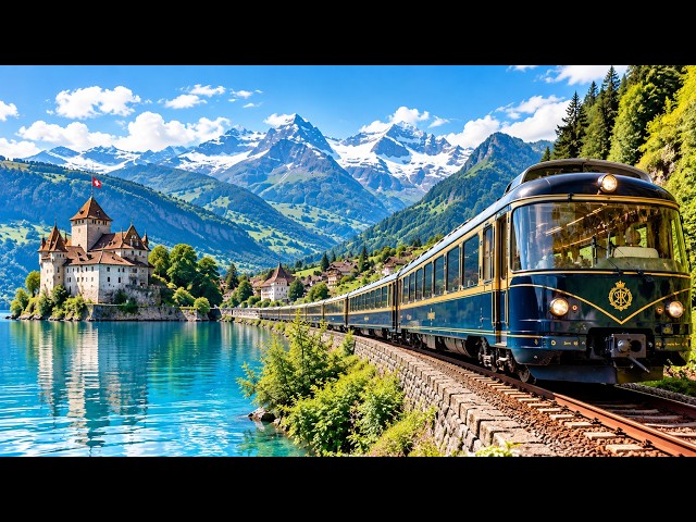 First Class on GoldenPass Belle Époque | Swiss Panoramic Train Journey & Relaxing Walking Tour 4K