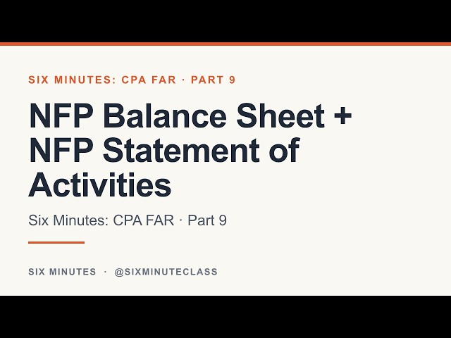 NFP Statement of Financial Position and NFP Statement of Activities | Six Minutes: CPA FAR, Part 9