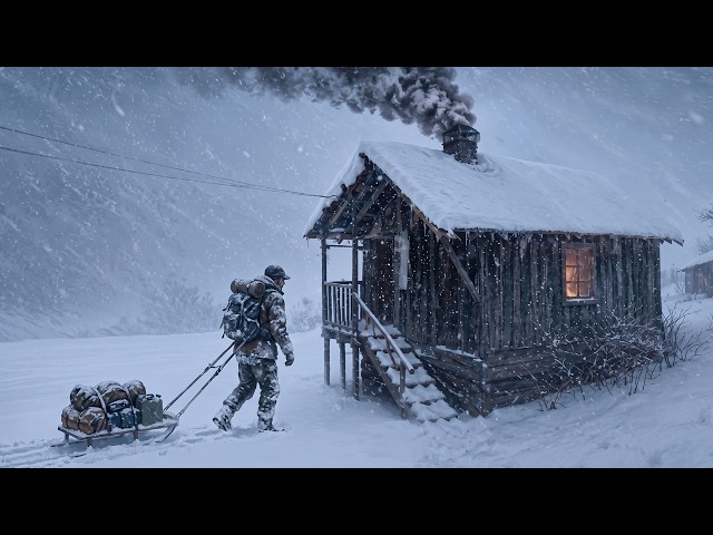 Severe SNOWSTORM in a Wooden Cabin | caught in snowfall for 3 days in winter.