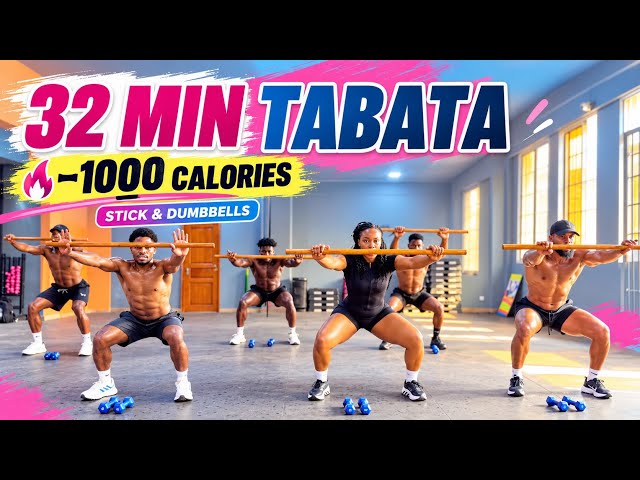 🔥 32 MIN TABATA WORKOUT | FULL BODY FAT BURN |-1000calories