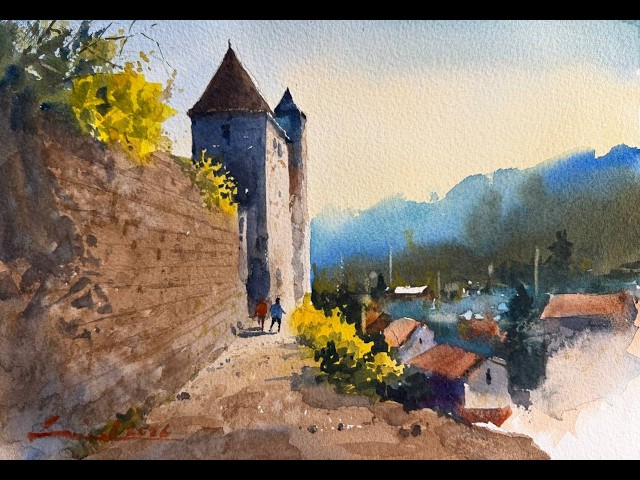Painting Light & Atmosphere in Watercolor | Village Scene Tutorial