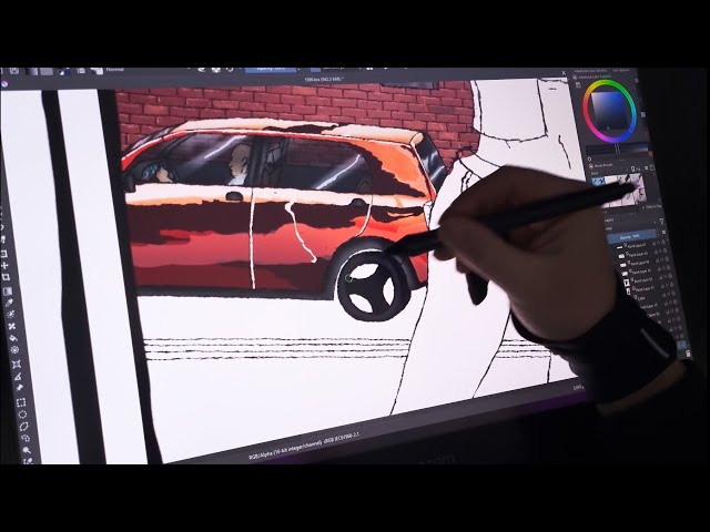 Drawing A Comic Page - Part 5: Rendering Cars (Timelapse)