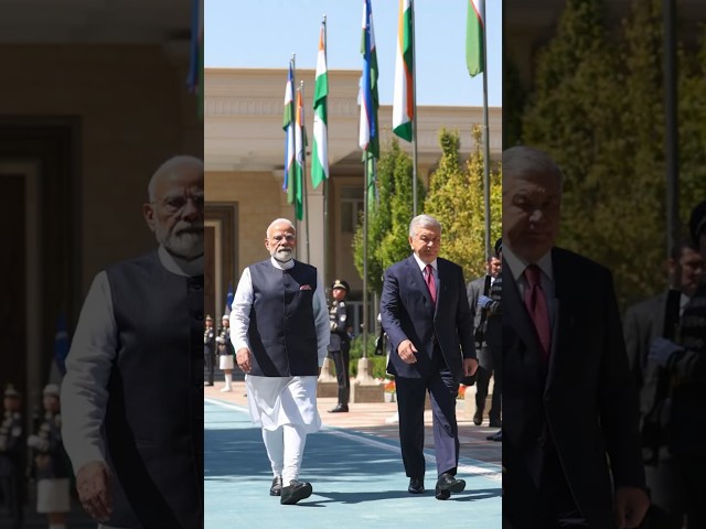 PM Modi receives a ceremonial welcome in #tashkent  Uzbekistan | #shorts