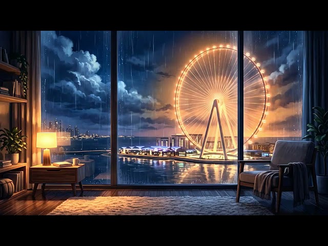 Ain Dubai in the Rain 🌧️ | 4K Ambient Loop | 1 Hour
