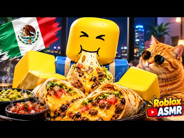 🌯 NOOB COOKS THE CHEESIEST BEEF BURRITO! Midnight In Mexico | Roblox ASMR