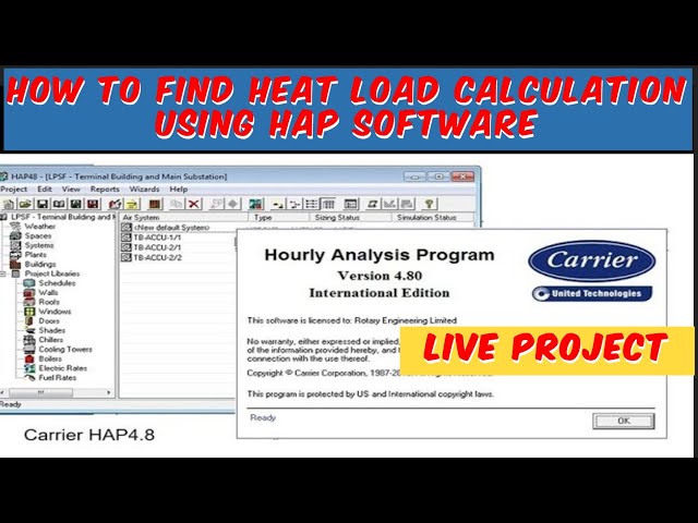Hap Software Heat Load Calculation LIVE PROJECT, Cooling Load Calculation Using Hap Software