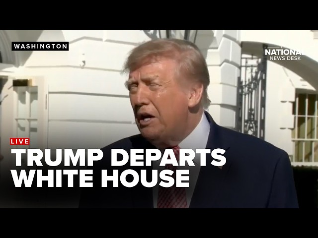 President Trump leaves the White House en route to Joint Base Andrews