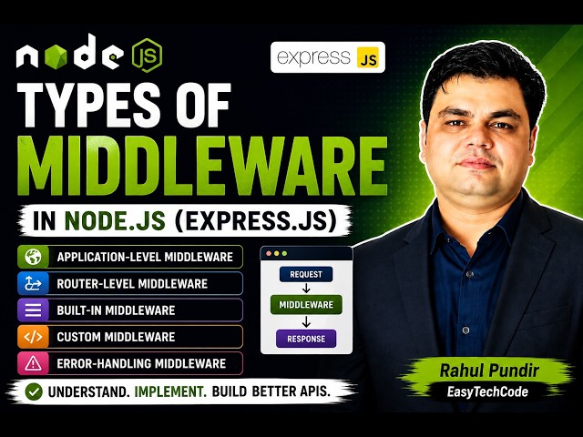 Part-30 || Types of Middleware in Express.js Explained | Complete Guide with Examples #middleware