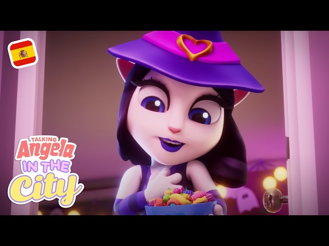 🍬🎃🕷️ ¡Queremos CARAMELOS! 🍬🎃🕷️ Talking Angela: en la ciudad (Especial de Halloween)