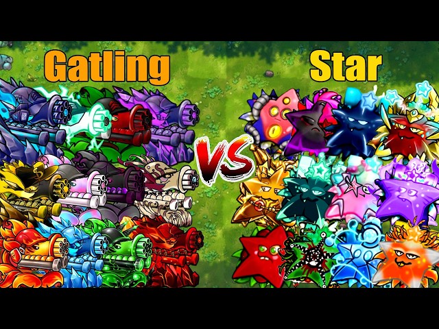 PVZ 1 Fusion 4.0 Challenge!! Team Gatling VS Team Star VS 300 Zombie Random - Who Will Win?