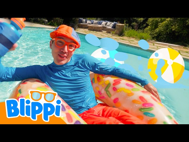 Learn to swim with Blippi!  | Pool Fun & Games | Educational Videos for Kids