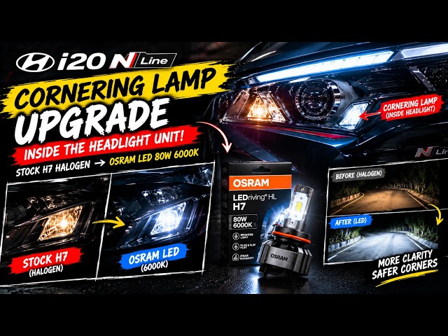 Hyundai i20 N Line Cornering Lamp Upgrade | H7 Halogen to OSRAM 80W 6000K LED