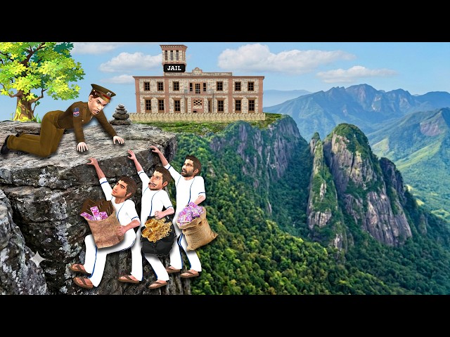 Thieves Jail Escape with Money Police Caught Hindi Kahani Moral Stories Funny Comedy Video