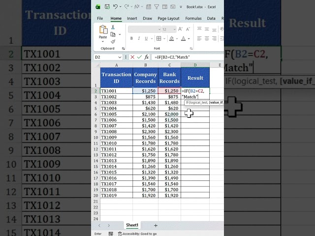 Excel Formula to Find Mismatched Amounts in Seconds! #exceltips #excelshorts
