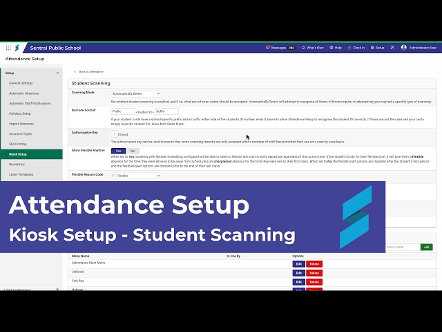 Attendance Setup | Kiosk Setup - student scanning