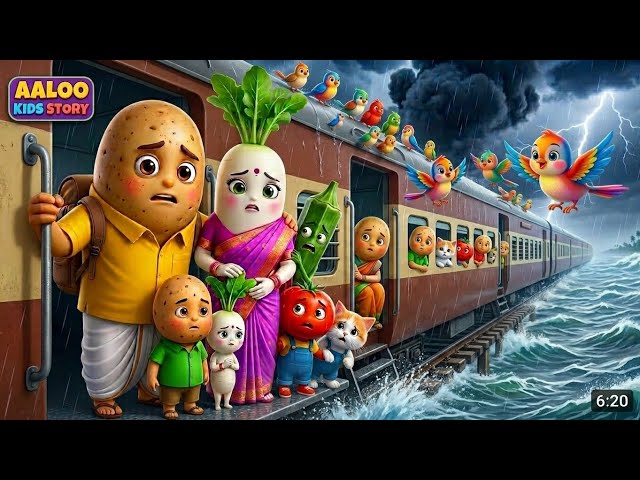 Funny Vegetable Family Adventure 🚂🥕 | 3D Cartoon Story for Kids