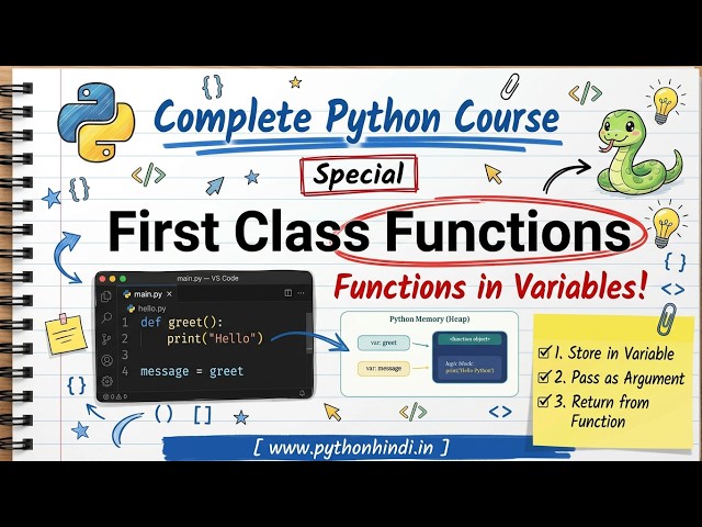 First-Class Functions in Python | How to Store Functions in a Variable? | Python Hindi